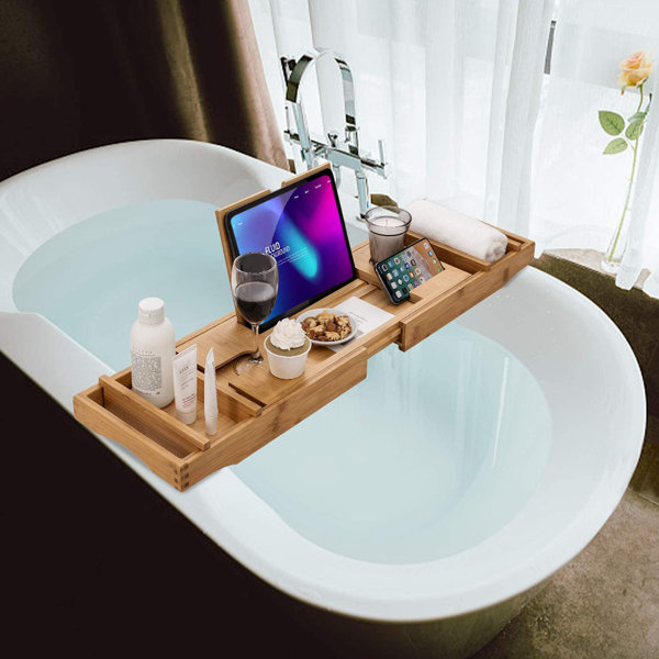 Rebrilliant Rayon from Bamboo Bathtub Tray Expandable Rayon from